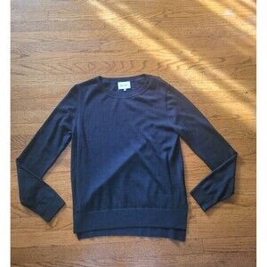 Six Ames Womens Merino Wool Black Knit Sweater Minimalist Size Medium